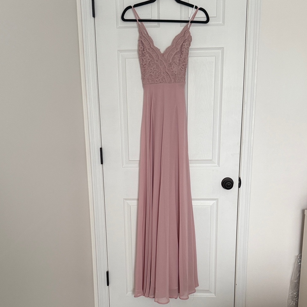 Lulu's Blush Lace Maxi Dress